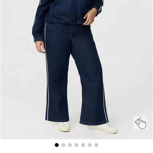 torrid Denim - torrid Dark Navy Wide-Leg Jeans with White Side Stripe